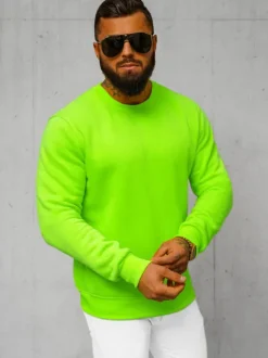 Fashion Herren Sweatshirt Grün-Neon JS/2001-10Z Herren Sweatshirts Ohne Kapuze
