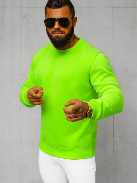 Fashion Herren Sweatshirt Grün-Neon JS/2001-10Z Herren Sweatshirts Ohne Kapuze