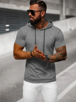 Clearance Herren T-shirt Anthrazit JS/8T955/5 Herren T-shirts Mit Kapuze | T-shirts Ohne Print