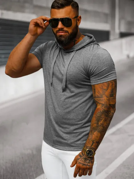 New Herren T-shirt Anthrazit JS/8T89/5 Herren T-shirts Mit Kapuze | T-shirts Ohne Print