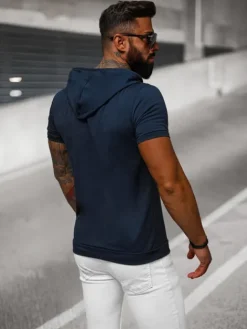 Fashion Herren T-shirt Dunkelblau JS/8T955/25 Herren T-shirts Mit Kapuze | T-shirts Ohne Print