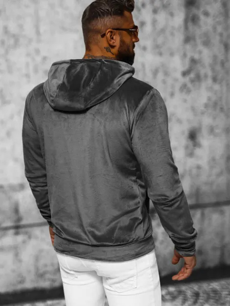 Fashion Herren Velours Kapuzenpullover Anthrazit JS/8B1168/6 Herren Kapuzenpullover | Sweatjacken