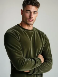 Clearance Herren Velours Sweatshirt JS/8B1166/29 Herren Sweatshirts Ohne Print | Sweatshirts Ohne Kapuze