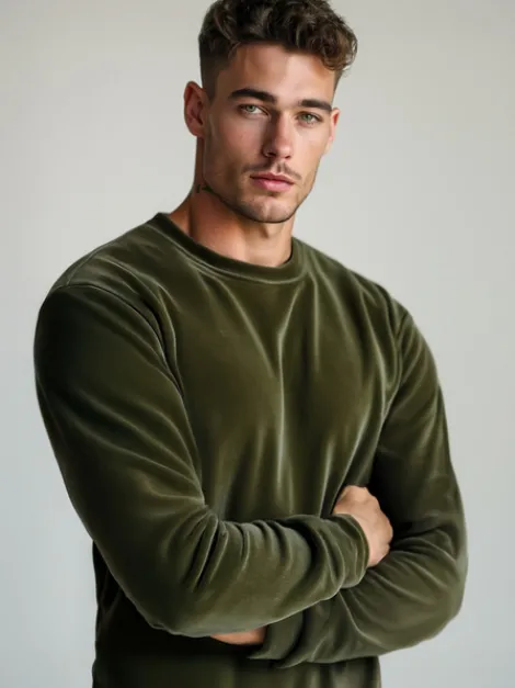 Clearance Herren Velours Sweatshirt JS/8B1166/29 Herren Sweatshirts Ohne Print | Sweatshirts Ohne Kapuze