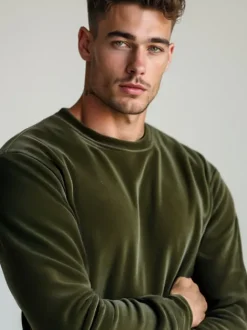 Clearance Herren Velours Sweatshirt JS/8B1166/29 Herren Sweatshirts Ohne Print | Sweatshirts Ohne Kapuze