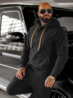 Fashion Herren Velours Trainingsanzug Set O/3C390 Herren Trainingsanzüge Mit Print | Velours Trainingsanzüge
