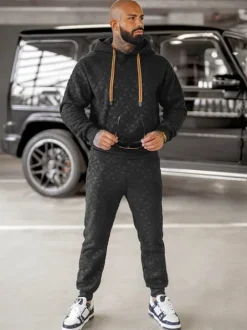 Fashion Herren Velours Trainingsanzug Set O/3C390 Herren Trainingsanzüge Mit Print | Velours Trainingsanzüge