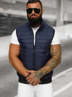 New Herren Weste Dunkelblau JS/MY77Z Herren Steppwesten