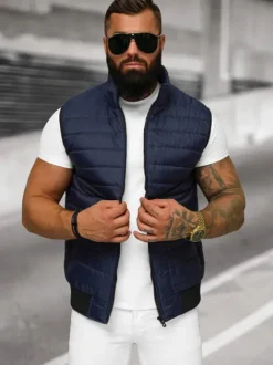 New Herren Weste Dunkelblau JS/MY77Z Herren Steppwesten