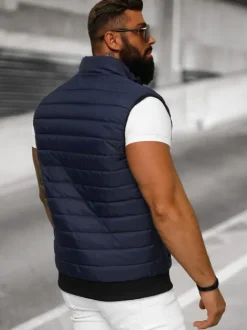 New Herren Weste Dunkelblau JS/MY77Z Herren Steppwesten