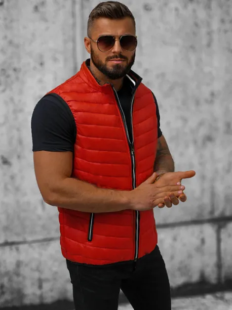 New Herren Weste Dunkelrot N/7103/5Z Herren Steppwesten