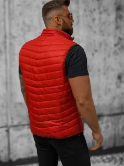 New Herren Weste Dunkelrot N/7103/5Z Herren Steppwesten