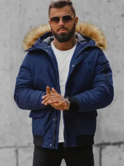 Online Herren Winterjacke Dunkelblau JS/M2019/215 Herren Winterjacken | Jacken