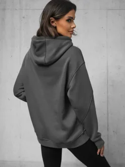 Hot Kapuzenpullover Anthrazit O/SWE23019Z Damen Sweatshirts Mit Print