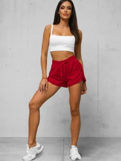 Hot Sportshorts für Damen Dunkelrot JS/XY24015S Damen Trainings Shorts