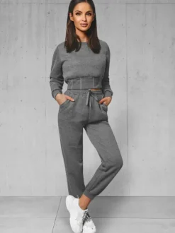 Fashion Zweiteiliges Trainingsanzug-Set Anthrazit JS/8C78/5 Damen Trainingsanzüge Ohne Kapuze