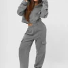Best Zweiteiliges Trainingsanzug-Set Anthrazit JS/M60051AB Damen Trainingsanzüge Mit Reißverschluss | Trainingsanzüge Mit Kapuze
