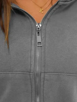 Best Zweiteiliges Trainingsanzug-Set Anthrazit JS/M60051AB Damen Trainingsanzüge Mit Reißverschluss | Trainingsanzüge Mit Kapuze